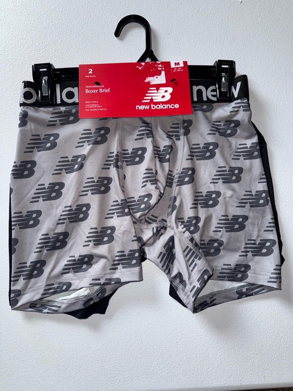 New Balance Men’s Performance Boxer Briefs 2 Pack NWT Logo Print Size M 32”-34” - Picture 1 of 7